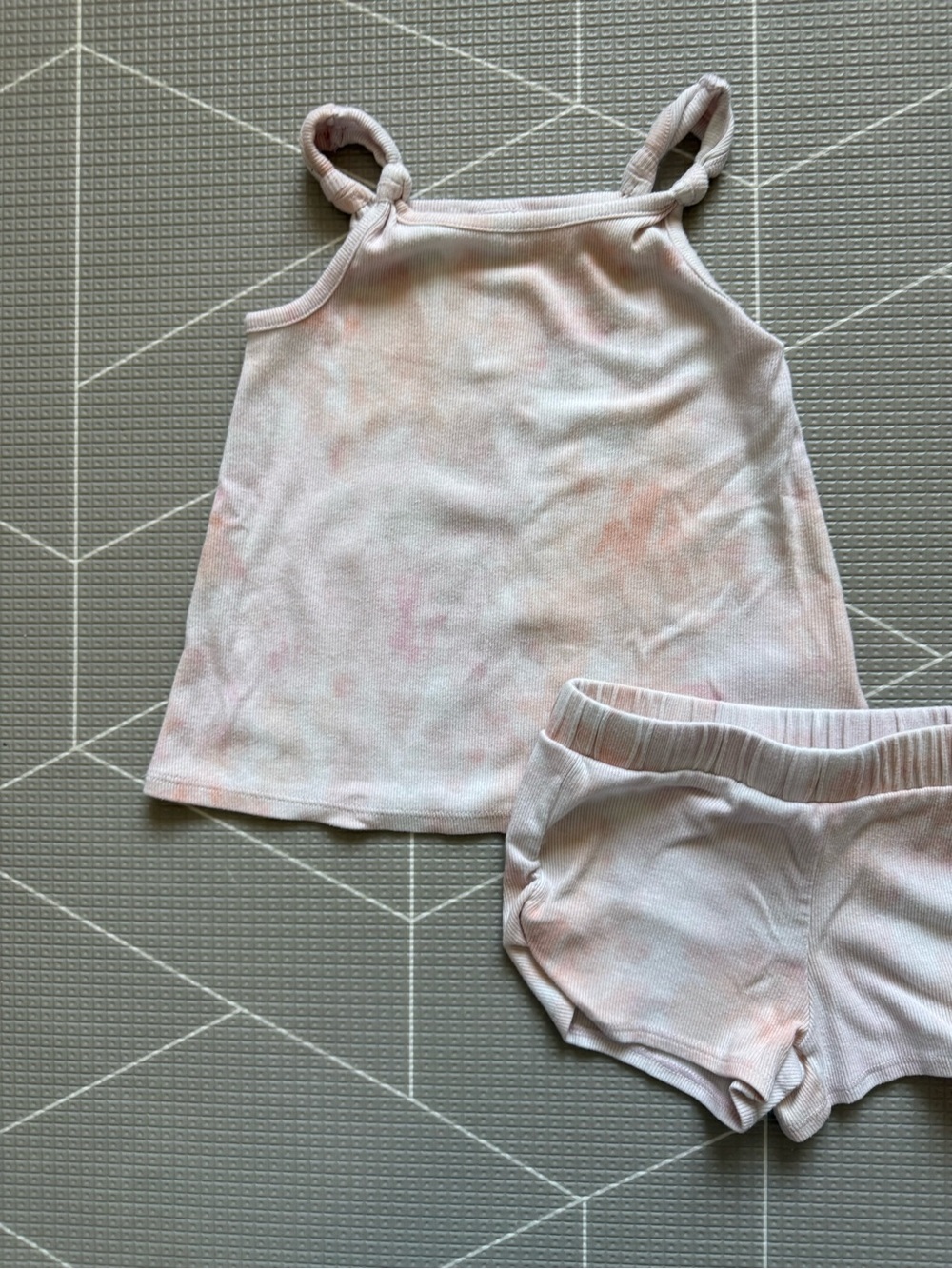 Art class|Baby girl/toddler matching set,Light Pink Tie-Dye Ribbed Shorts & top•